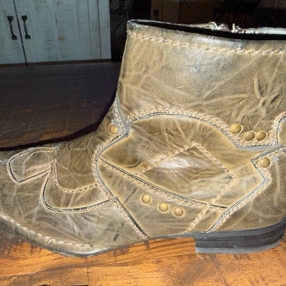 District Distressed Brown Leather Boots main image 3